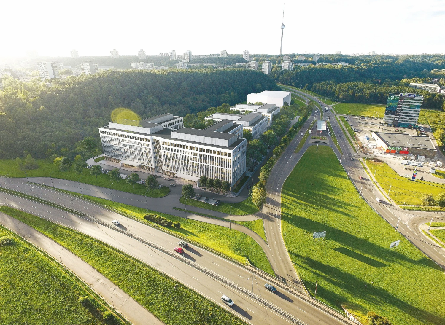 Biurų projektą „Business Garden Vilnius“ „Vastint“ ketina plėtoti 6 ha sklype šalia Laisvės prospekto, netoli konferencijų ir parodų rūmų „Litexpo“.
„Vastint Lithuania“ vizualizacija